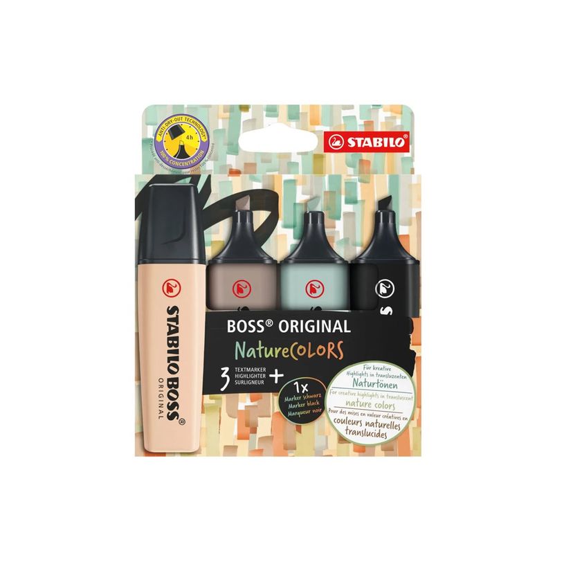 4006381603133-STABILO BOSS ORIGINAL NatureCOLORS - 4 Surligneurs - gris chaud, beige, vert terre, noir-P_405221967_8-8