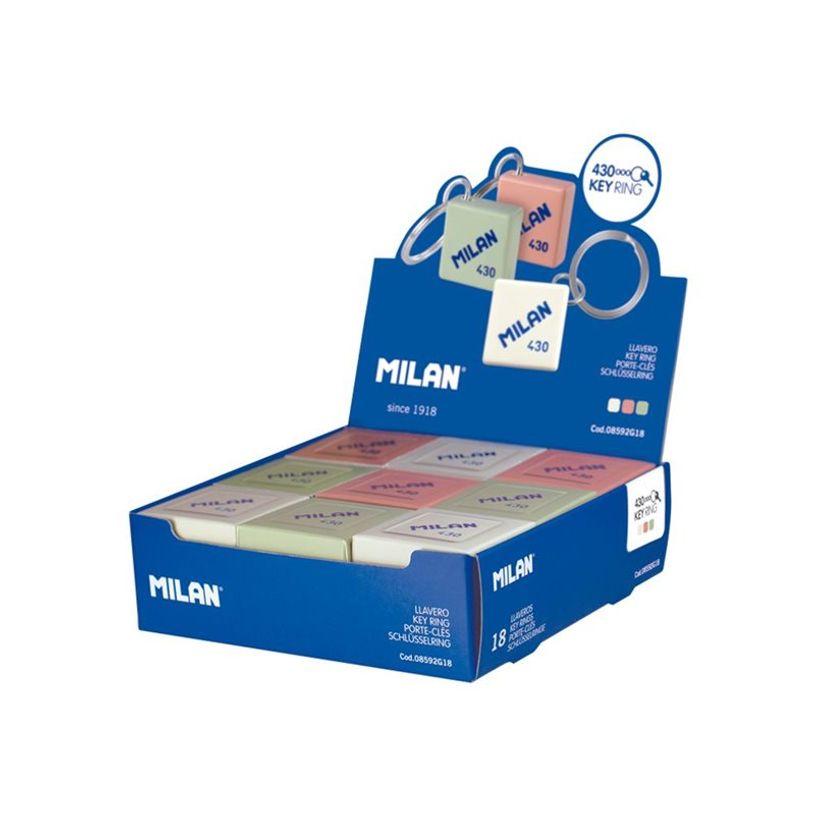 8411574084730-MILAN 430 - Porte-clés d'artisanat - gomme - vert, beige, rose (pack de 18)-P_405222001_6-0