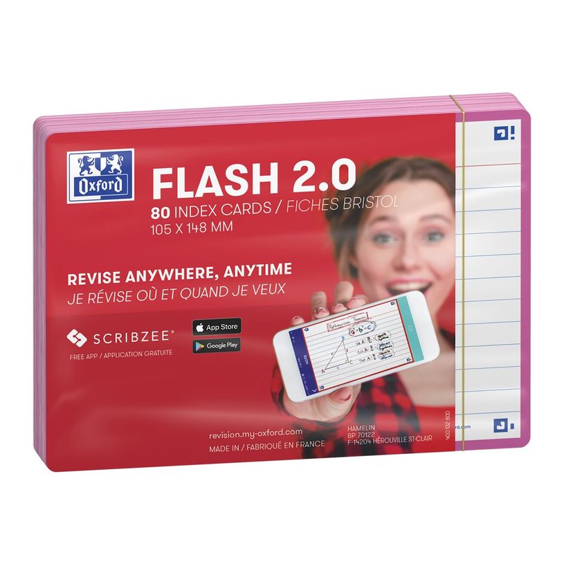 3020120153469-Oxford FLASH 2.0 - Fiche d'index - A6 (105 x 148 mm) - paysage - 80 feuilles - blanc - lig-P_405222076_3-0