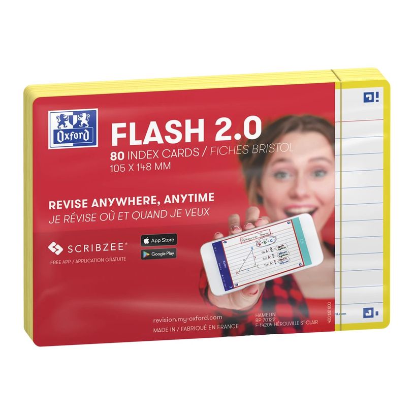 3020120153520-Oxford FLASH 2.0 - Fiche d'index - A6 (105 x 148 mm) - paysage - 80 feuilles - blanc - lig-P_405222077_2-4
