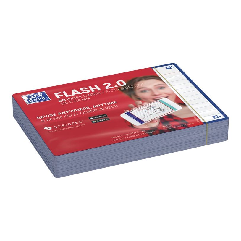 3020120153285-Oxford FLASH 2.0 - Fiche d'index - A6 (105 x 148 mm) - paysage - 80 feuilles - blanc - lig-P_405222079_1-3