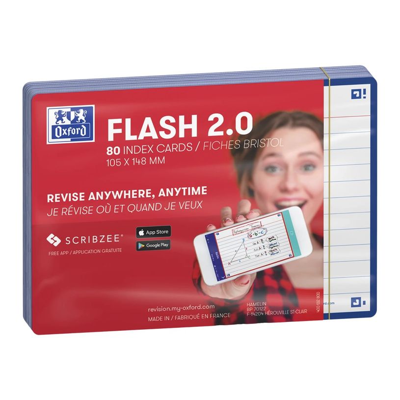 3020120153285-Oxford FLASH 2.0 - Fiche d'index - A6 (105 x 148 mm) - paysage - 80 feuilles - blanc - lig-P_405222079_2-4