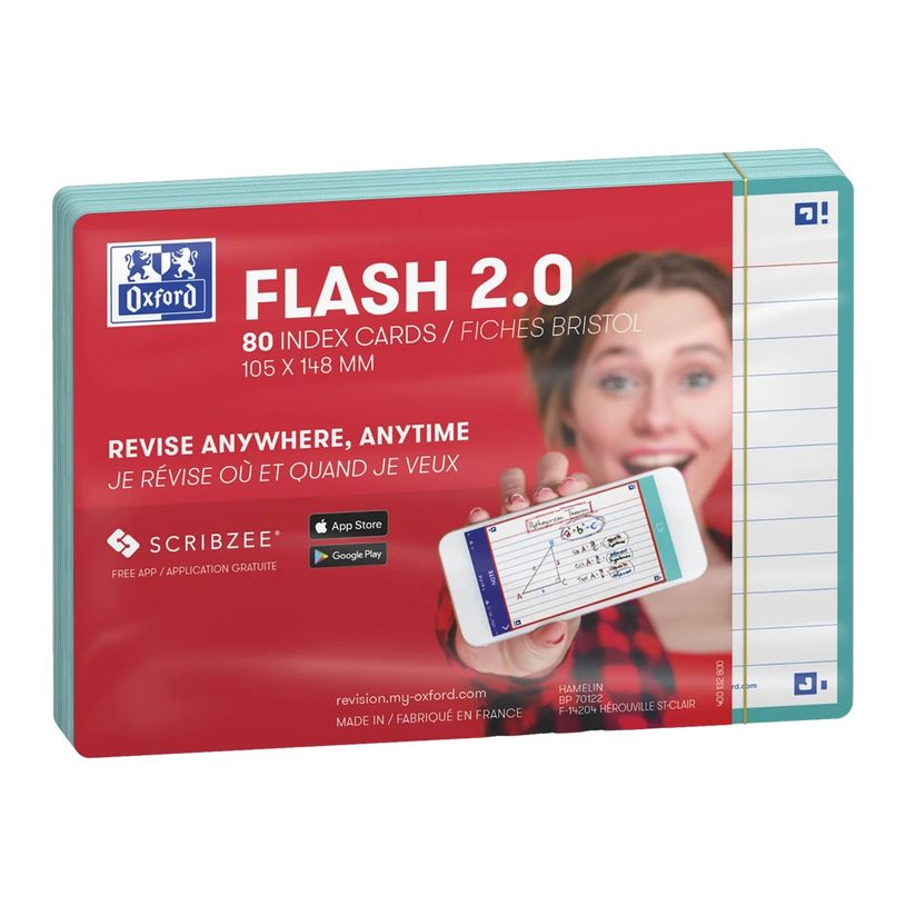 3020120153582-Oxford FLASH 2.0 - Fiche d'index - A6 (105 x 148 mm) - paysage - 80 feuilles - blanc - lig-P_405222080_1-3