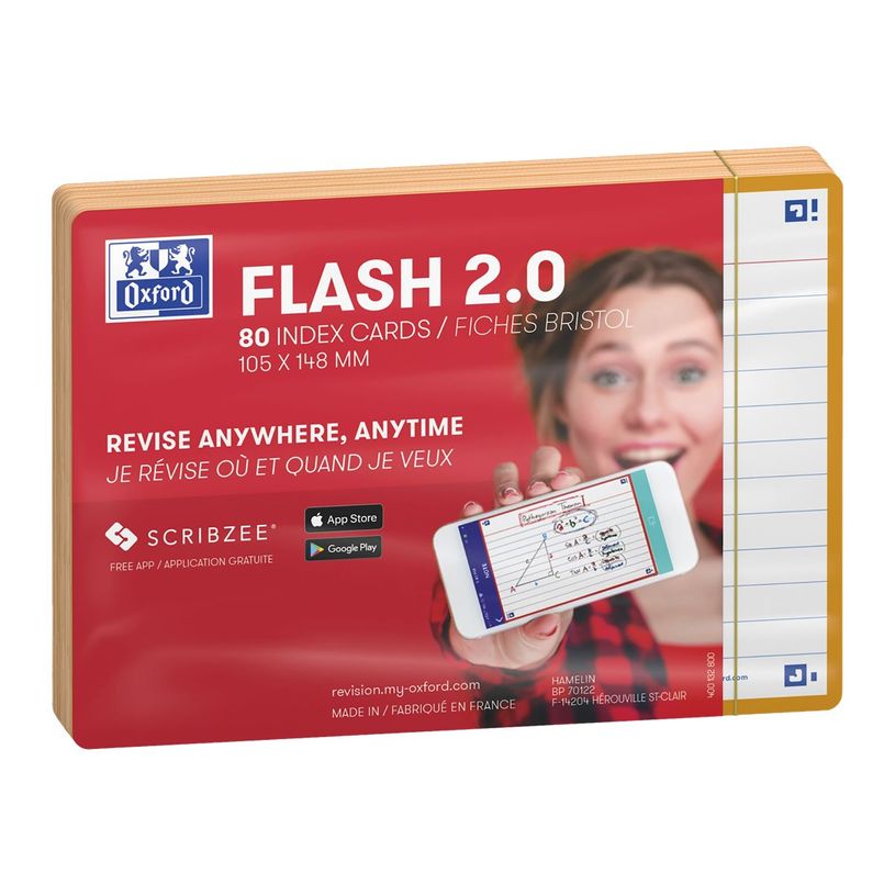 3020120153490-Oxford FLASH 2.0 - Fiche d'index - A6 (105 x 148 mm) - paysage - 80 feuilles - blanc - lig-P_405222081_1-3