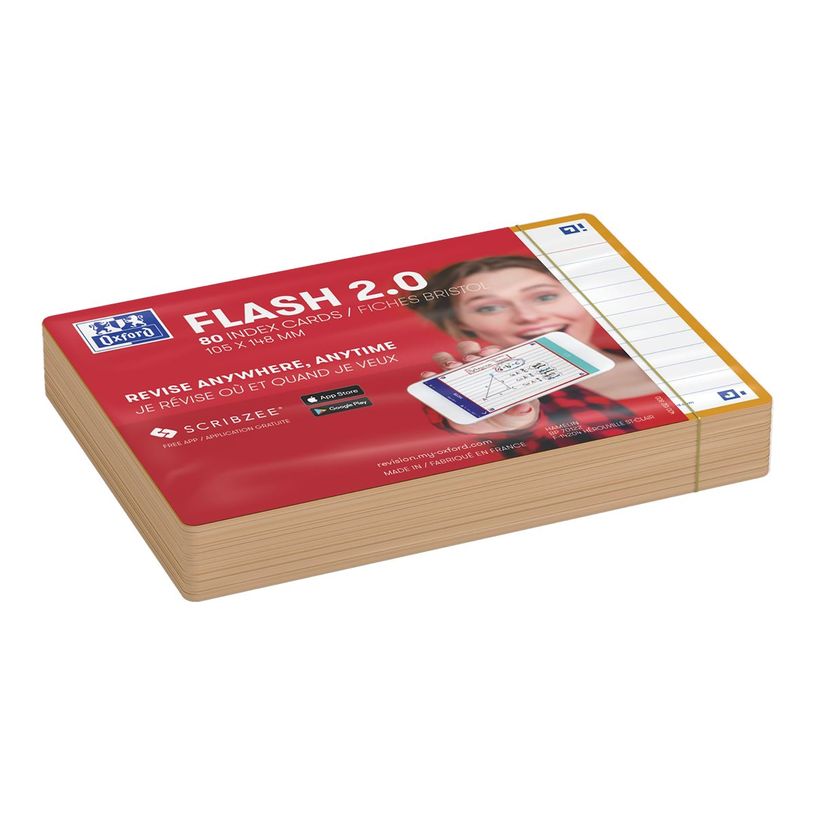 3020120153490-Oxford FLASH 2.0 - Fiche d'index - A6 (105 x 148 mm) - paysage - 80 feuilles - blanc - lig-P_405222081_2-4