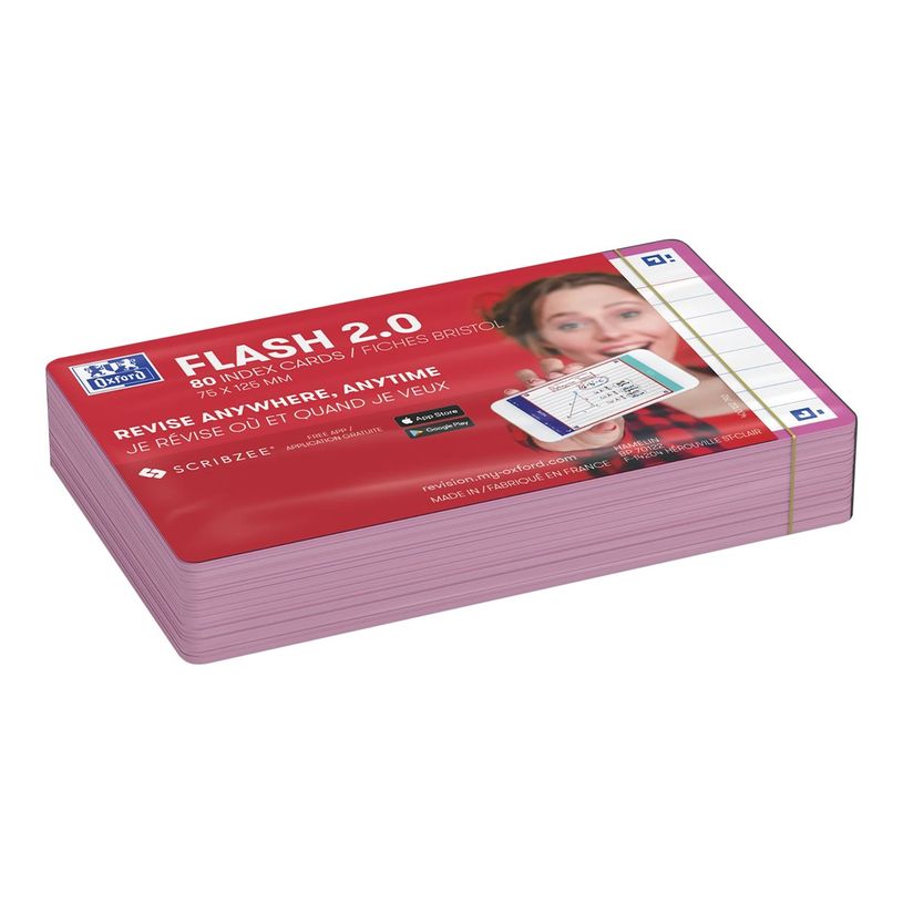 3020120152387-Oxford FLASH 2.0 - Fiche d'index - 75 x 125 mm - paysage - 80 feuilles - blanc - ligné-P_405222084_2-3