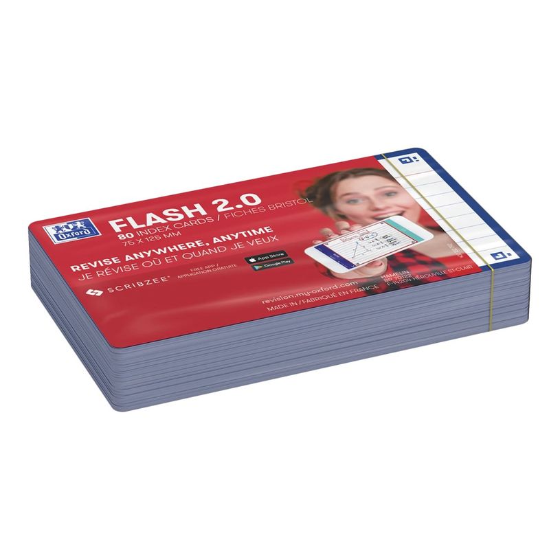 3020120152202-Oxford FLASH 2.0 - Fiche d'index - 75 x 125 mm - paysage - 80 feuilles - blanc - ligné-P_405222087_1-3