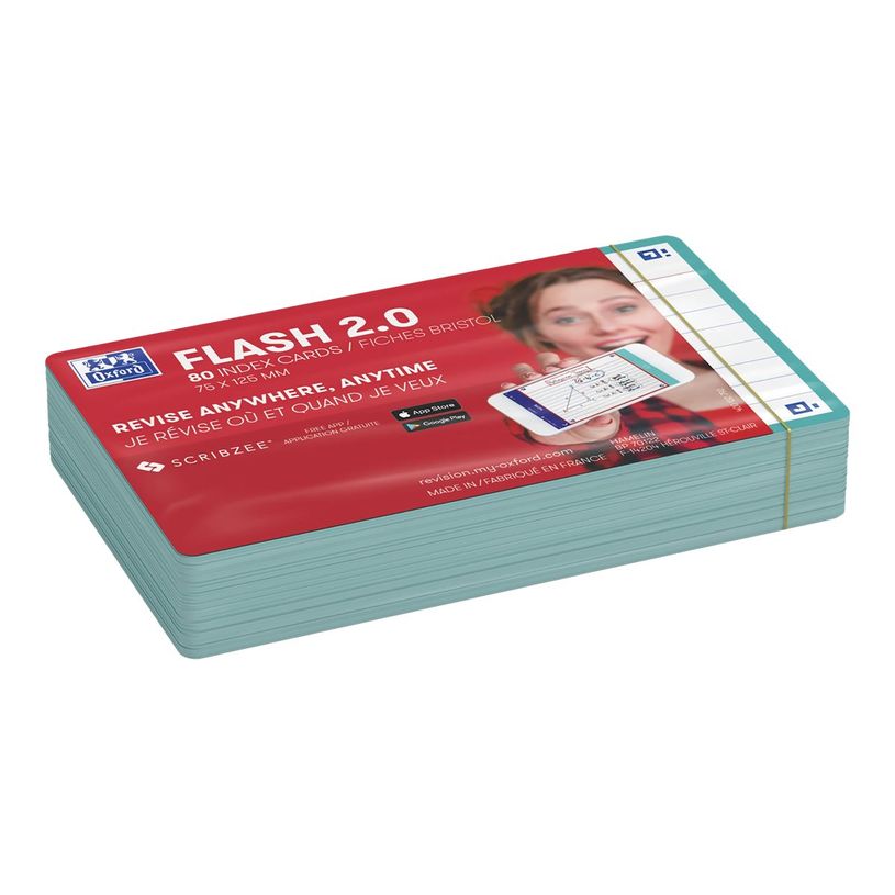 3020120152509-Oxford FLASH 2.0 - Fiche d'index - 75 x 125 mm - paysage - 80 feuilles - blanc - ligné-P_405222088_2-3