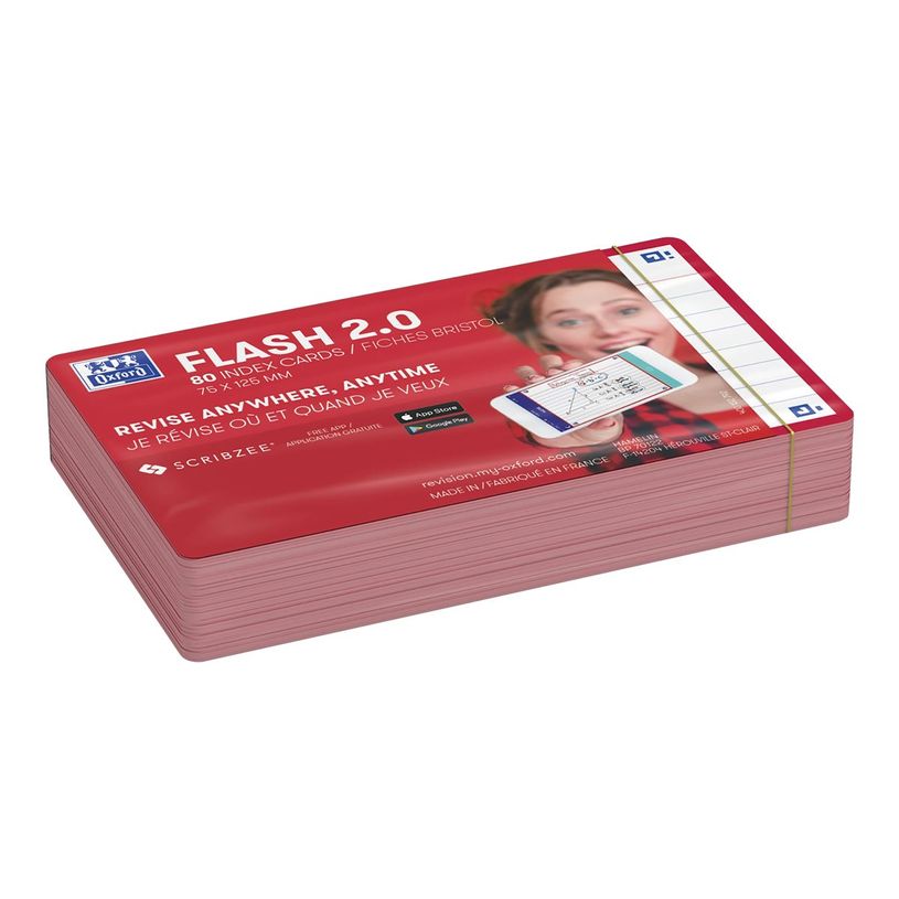 3020120152356-Oxford FLASH 2.0 - Fiche d'index - 75 x 125 mm - paysage - 80 feuilles - blanc - ligné-P_405222091_4-2