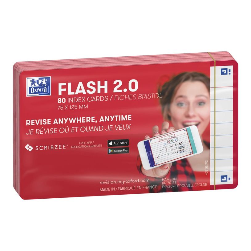 3020120152356-Oxford FLASH 2.0 - Fiche d'index - 75 x 125 mm - paysage - 80 feuilles - blanc - ligné-P_405222091_7-5