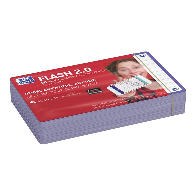 3020120152264-Oxford FLASH 2.0 - Fiche d'index - 125 x 75 mm - paysage - blanc - ligné (pack de 80)-P_405222094_2-0