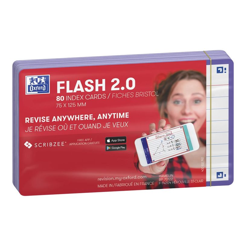 3020120152264-Oxford FLASH 2.0 - Fiche d'index - 125 x 75 mm - paysage - blanc - ligné (pack de 80)-P_405222094_6-4