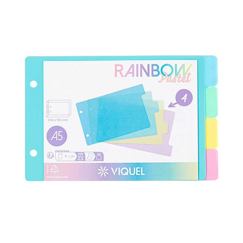 3135251601151-Intercalaires 4 positions A5 RAINBOW PASTEL - Viquel-P_405222172_3-2