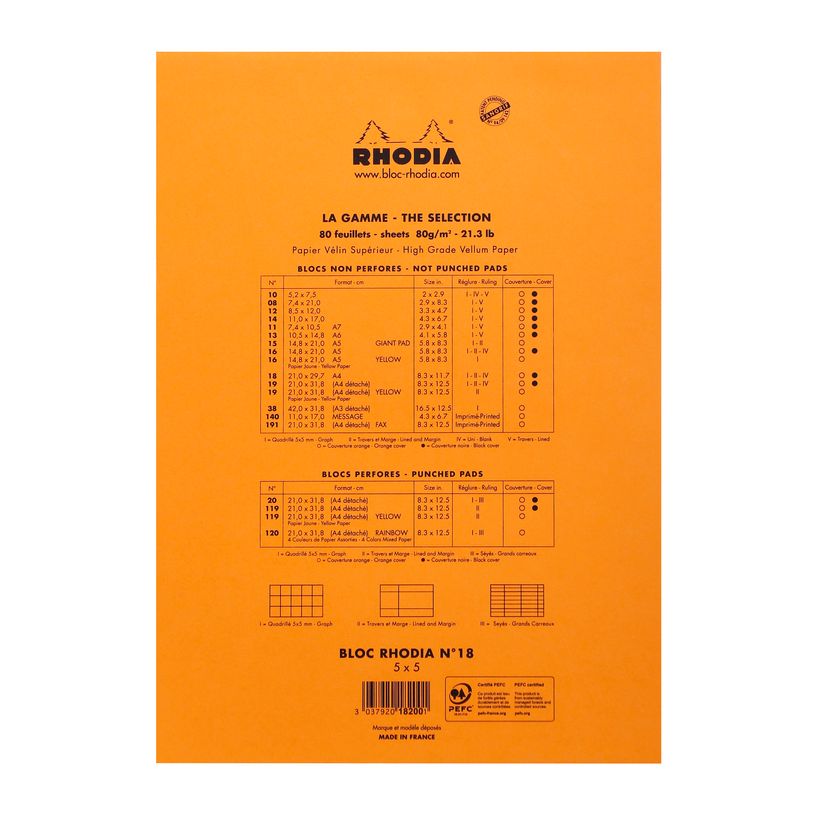 3037920182216-Rhodia - 2 Blocs notes N°18 - 80 feuilles - 80 g - petits carreaux + 1 gratuit-P_405222242_3-2