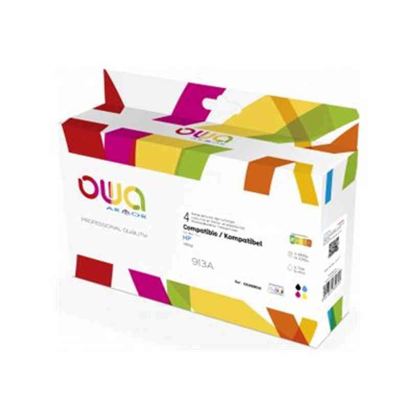 3112539739713-Cartouche remanufacturée HP 913A - pack de 4 - cyan, magenta, jaune, noir - Owa-P_405222243_1-0