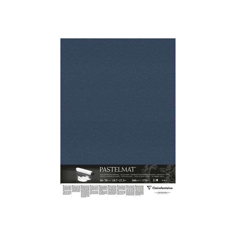 0404052226386-Clairefontaine Pastelmat - Carte pour le pastel - 500 x 700 mm - 5 feuilles - bleu foncé-P_405222638_2-0