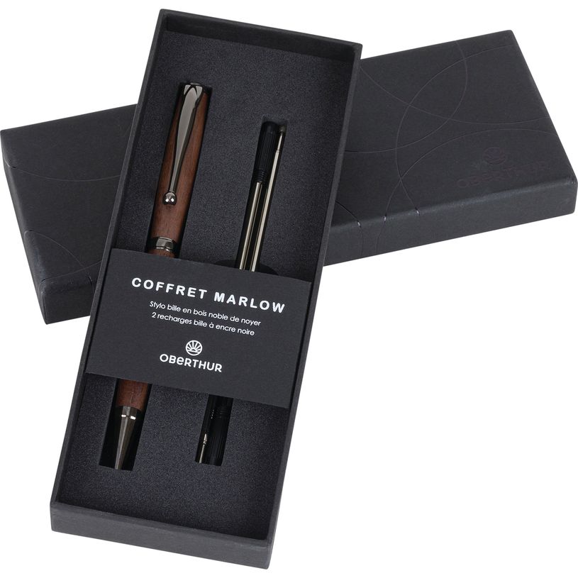 3664447185781-Marlow - coffret bille + 2 recharges - noyer gun--0