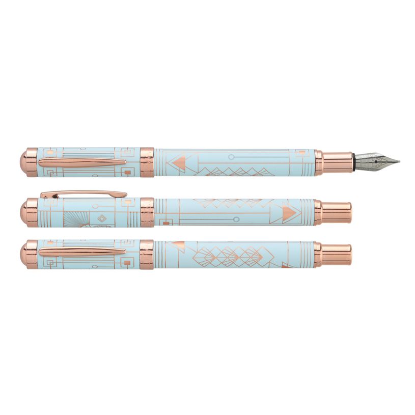 3219918243066-Plume ENZO VARINI "Palazzo Graphic" Bleu clair, motifs et attributs rose gold--0