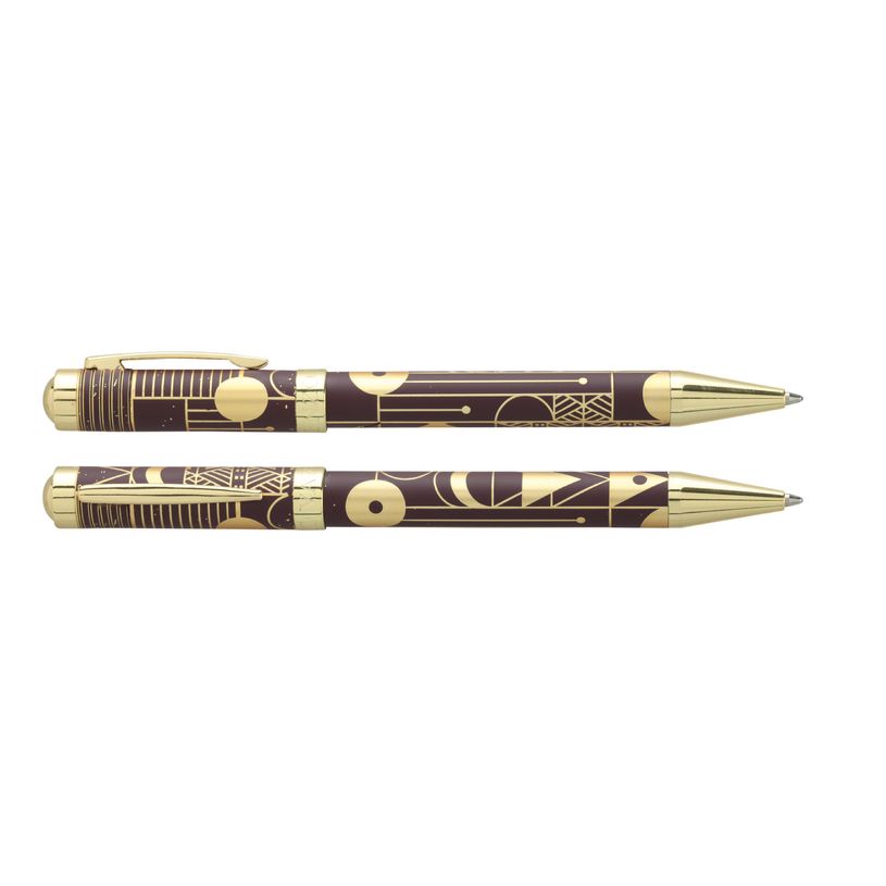 3219918253072-Bille ENZO VARINI "Palazzo Graphic" Bordeaux, motifs et attributs dorés--0