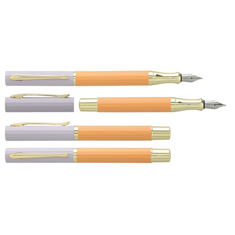 3219918242946-Plume ENZO VARINI "Plumo Céramique" Lila Orange, motifs et attributs dorés--0