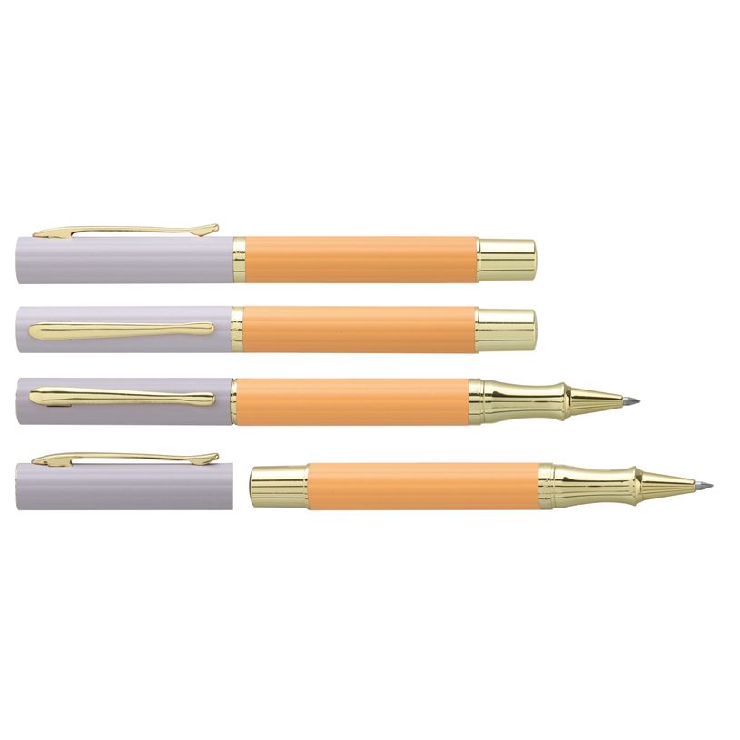 3219918232947-Roller ENZO VARINI "Plumo Céramique" Lila Orange, motifs et attributs dorés--0