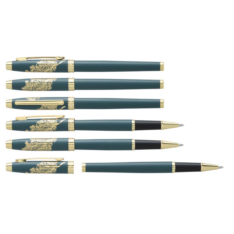 3219918232992-Roller ENZO VARINI "Taormina XL Océan" Bleu, motif Corail et attributs dorés--0