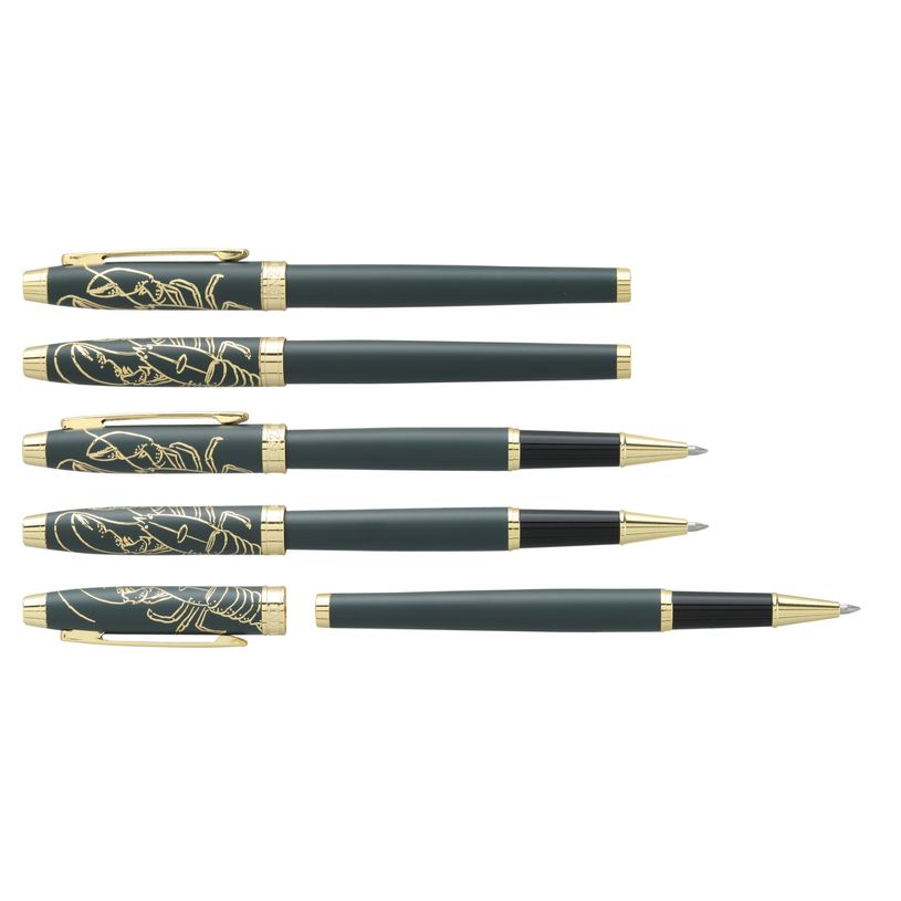 3219918233005-Roller ENZO VARINI "Taormina XL Océan" Gris foncé, motif Homard et attributs dorés--0