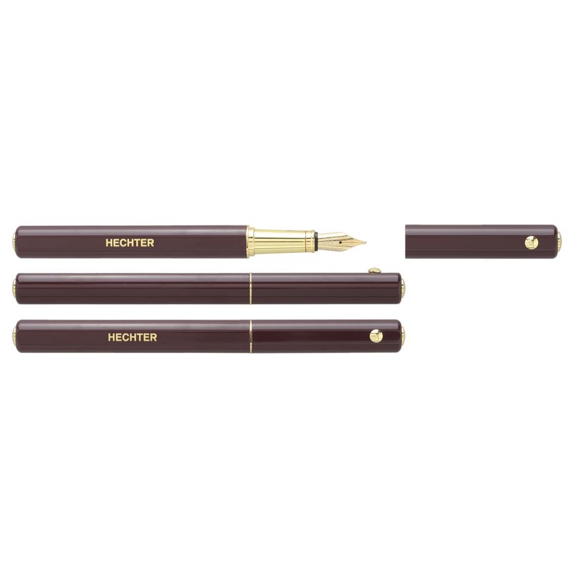 3219911840217-Plume HECHTER PARIS "Hexagone Coloré" corps rond cotés plats coloris bordeaux--0