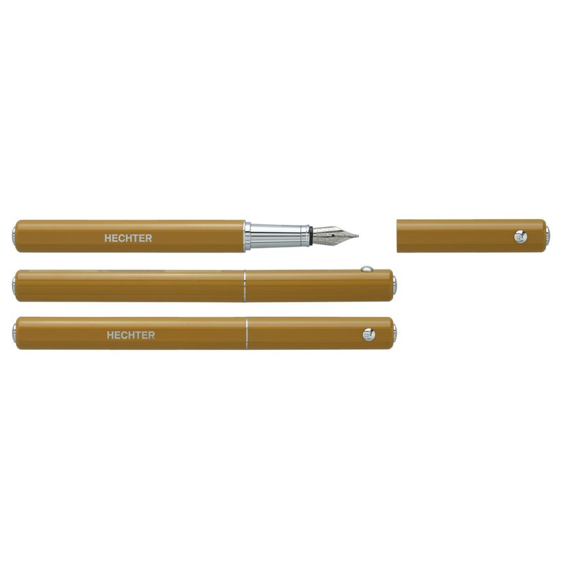 3219911840231-Plume HECHTER PARIS "Hexagone Coloré" corps rond cotés plats coloris moutarde--0