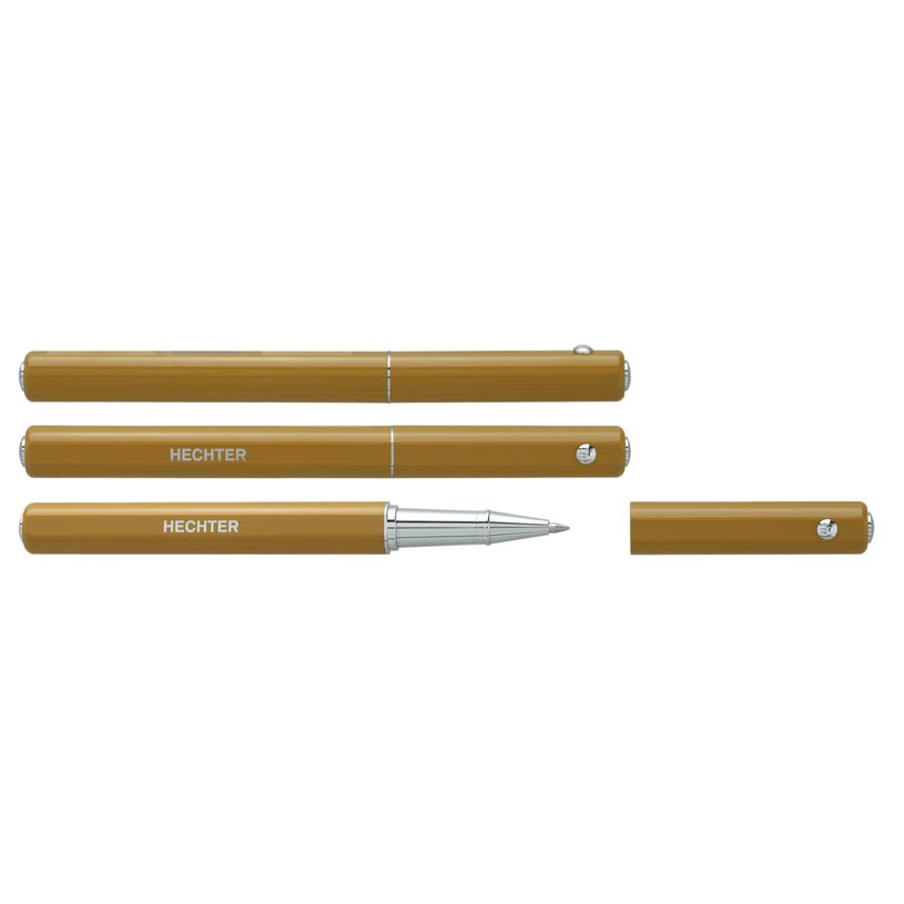 3219911830232-Roller HECHTER PARIS "Hexagone Coloré" corps rond cotés plats coloris moutarde--0