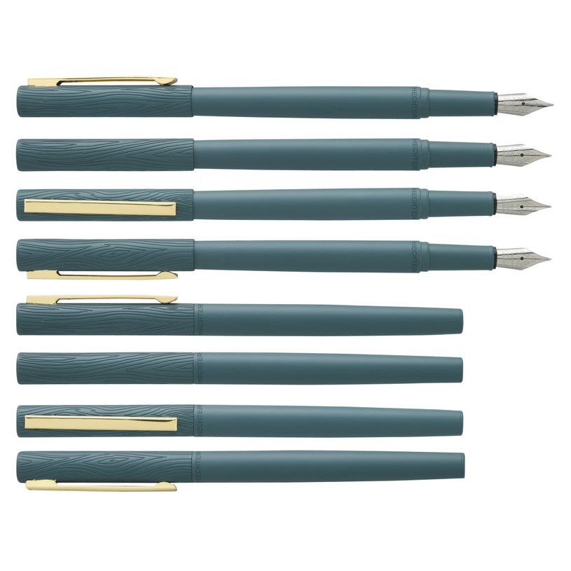 3219911840293-Plume HECHTER PARIS "Linéaire Wood" coloris bleu gris--0