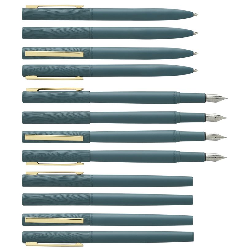 3219911860291-Parure bille + plume HECHTER PARIS "Linéaire Wood" coloris bleu gris--0