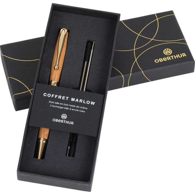 3664447185774-Oberthur - Coffret bille + 2 recharges Marlow - chêne - doré-P_405223219_1-0