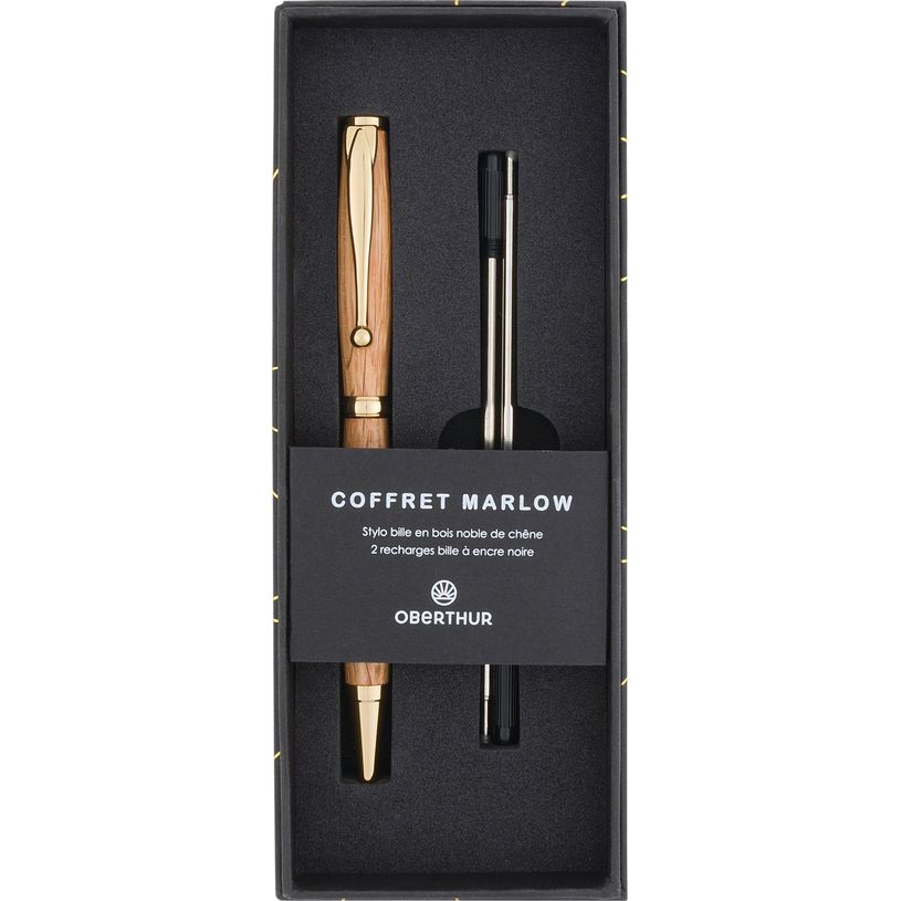 3664447185774-Oberthur - Coffret bille + 2 recharges Marlow - chêne - doré-P_405223219_2-1
