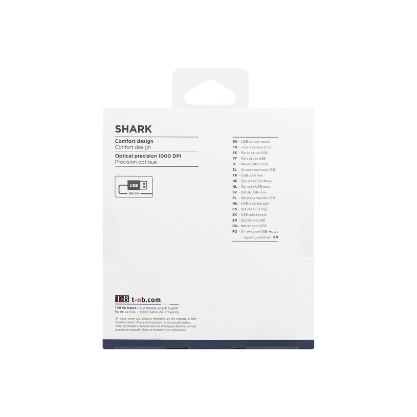 0404052235166-T'nB SHARK - Souris filaire - 3 boutons - blanc-P_405223516_2-2
