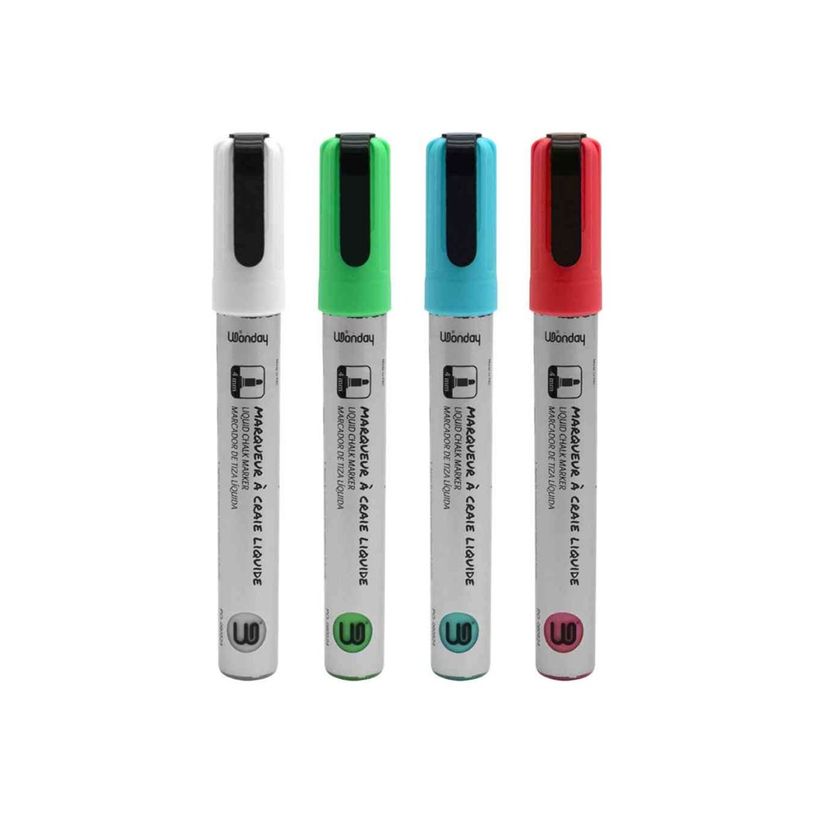 3701254713384-Wonday - Ensemble de marqueurs - non permanent - rouge, bleu, vert, blanc - craie liquide -P_405223526_3-1