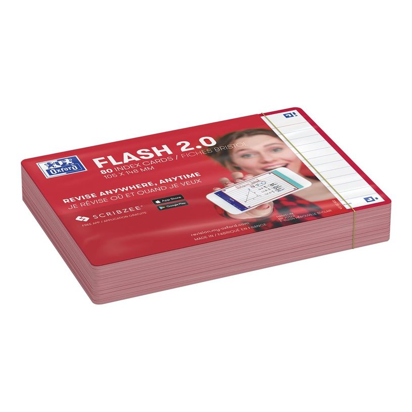 3020120153438-Oxford FLASH 2.0 - 80 Fiche d'index - A6 (105 x 148 mm) - ligné -  blanc-P_405223599_4-3