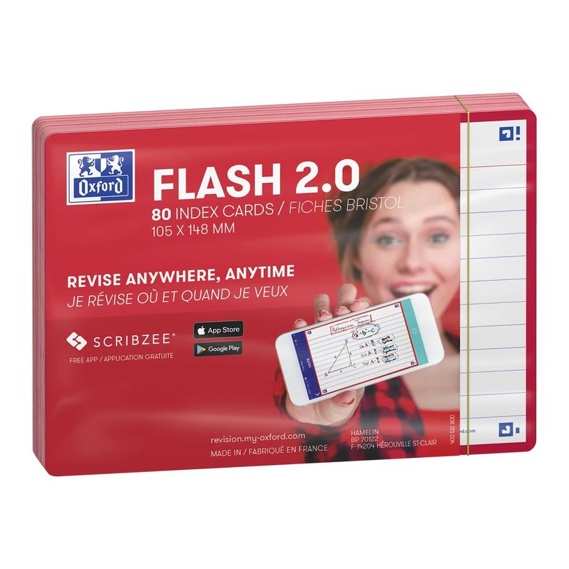 3020120153438-Oxford FLASH 2.0 - 80 Fiche d'index - A6 (105 x 148 mm) - ligné -  blanc-P_405223599_6-5