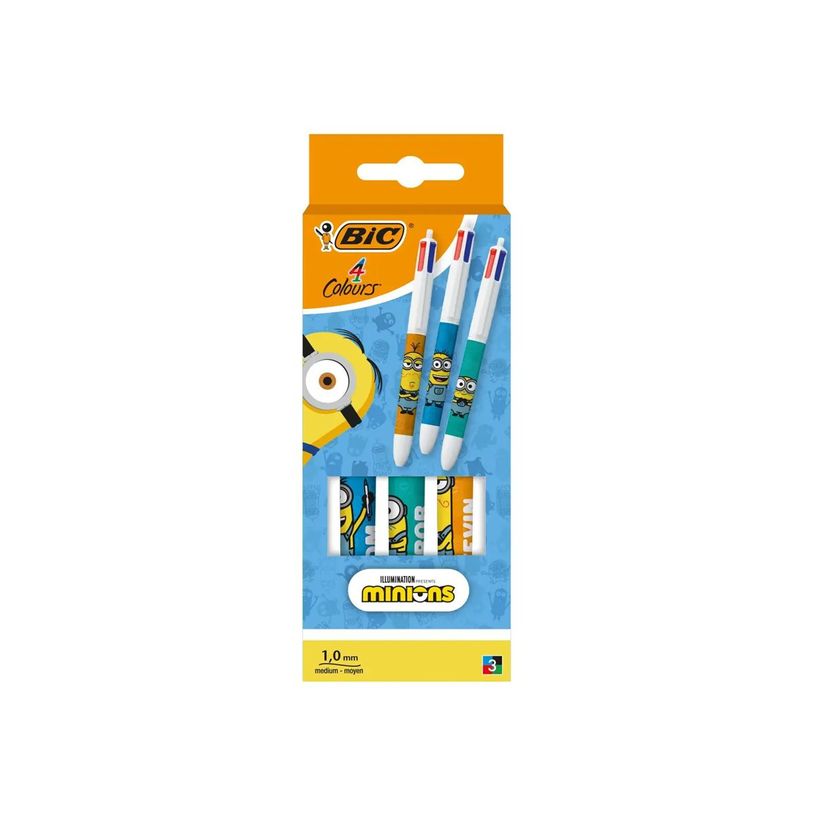 3086123745315-BIC 4 Couleurs Decors Limited Edition - Stylo bille 4 couleurs - Minions - rouge, bleu, vert, noir - 1 mm - mo-P_405223652_1-0
