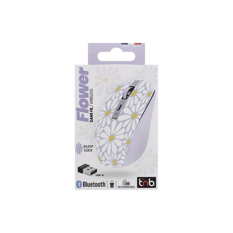 3303170118009-T'nB EXCLUSIV' Flower - Souris sans fil - rechargeable - 6 boutons - lavande-P_405223735_1-3