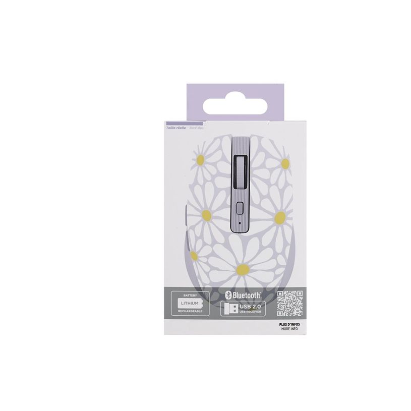 3303170118009-T'nB EXCLUSIV' Flower - Souris sans fil - rechargeable - 6 boutons - lavande-P_405223735_2-4
