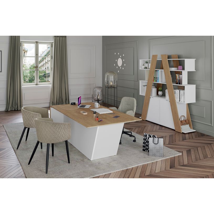 3253310544062-Bureau KHEOPS avec pied droit à droite - L200 - plateau imitation chêne clair - structur-P_405223983_4-1