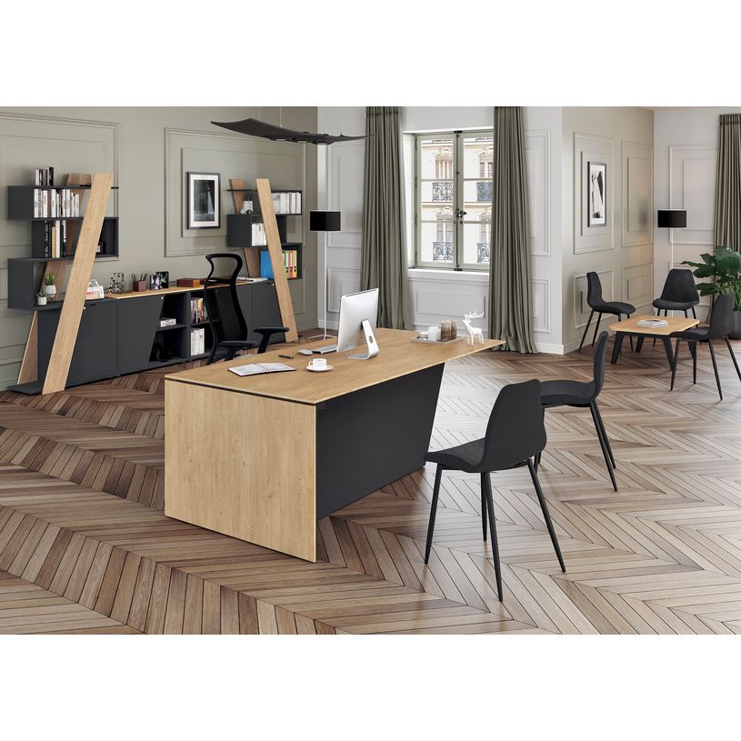 3253310544093-Bureau KHEOPS avec pied droit à gauche - L200 - plateau imitation chêne clair - structur-P_405223984_4-1