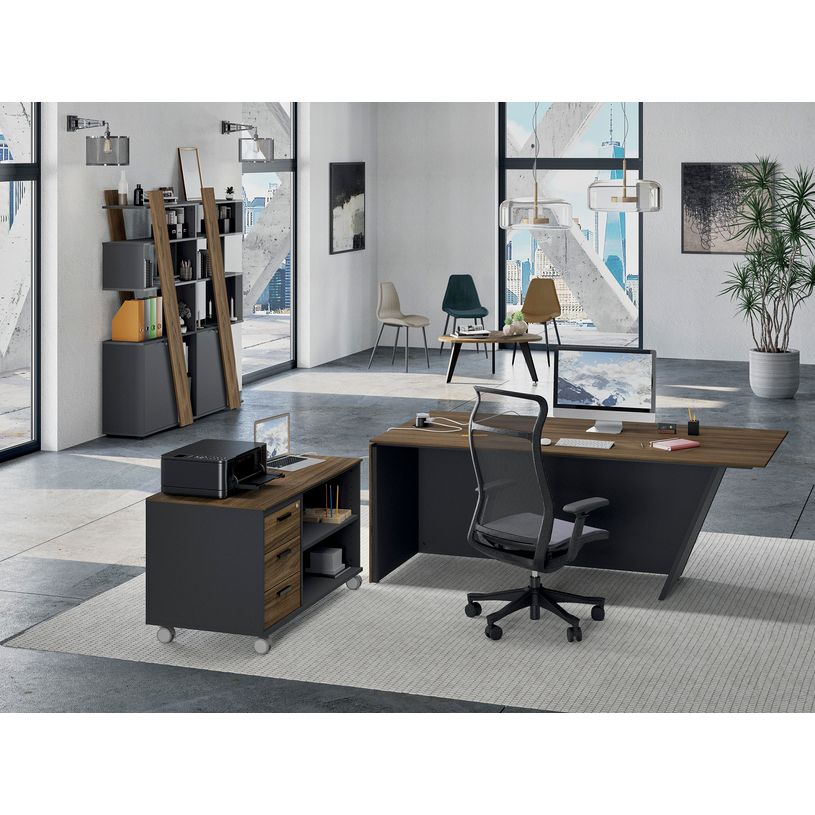 3253310544079-Bureau KHEOPS avec pied droit à droite - L200 - plateau imitation noyer - structure carbo-P_405223986_4-1