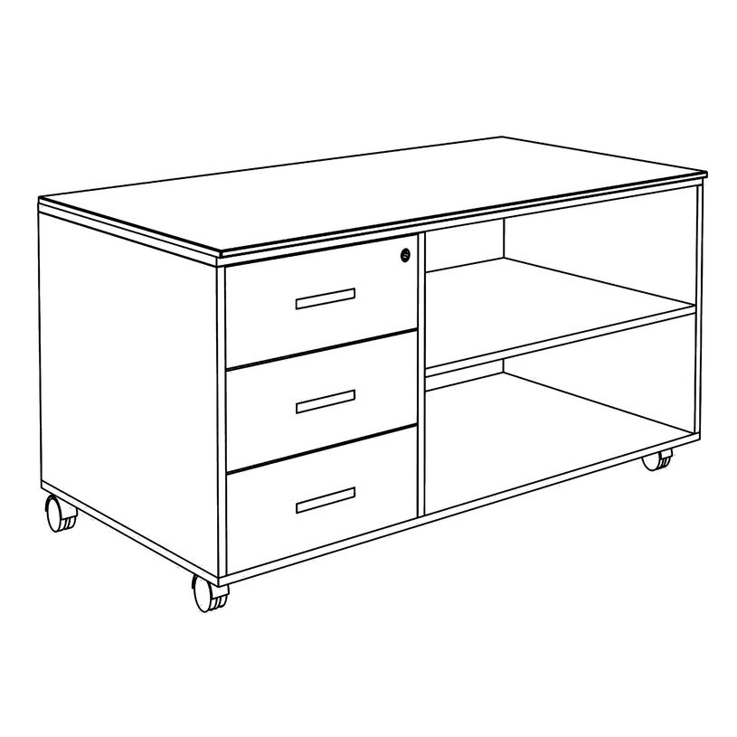 3253310544215-Console mobile KHEOPS - L120XP60XH66 cm - 3 tiroirs - structure carbone - finition imitati-P_405223991_2-1