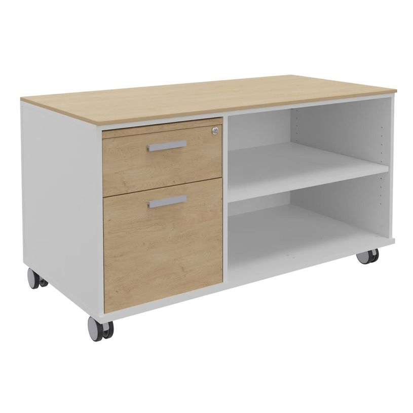 3253310544185-Console mobile KHEOPS - L120XP60XH66 cm - 2 tiroirs dont 1 DS - structure blanc perle - fi-P_405223992_1-0