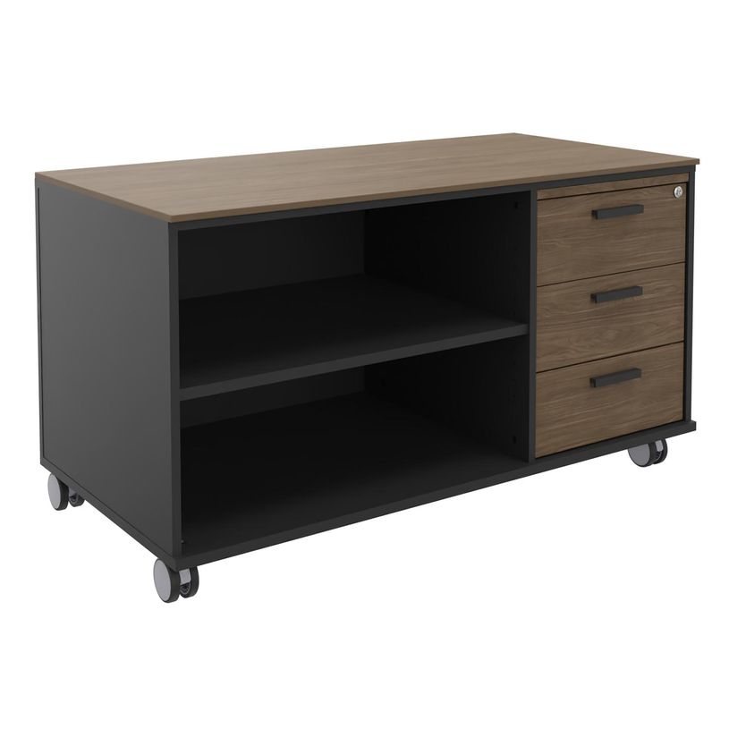 3253310544239-Console mobile KHEOPS - L120XP60XH66 cm - 3 tiroirs - structure carbone - finition imitati-P_405223995_1-0