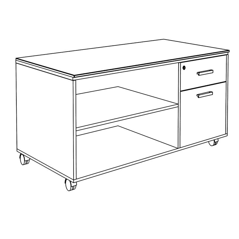 3253310544208-Console mobile KHEOPS - L120XP60XH66 cm - 2 tiroirs dont 1 DS - structure blanc perle - fi-P_405223996_2-1