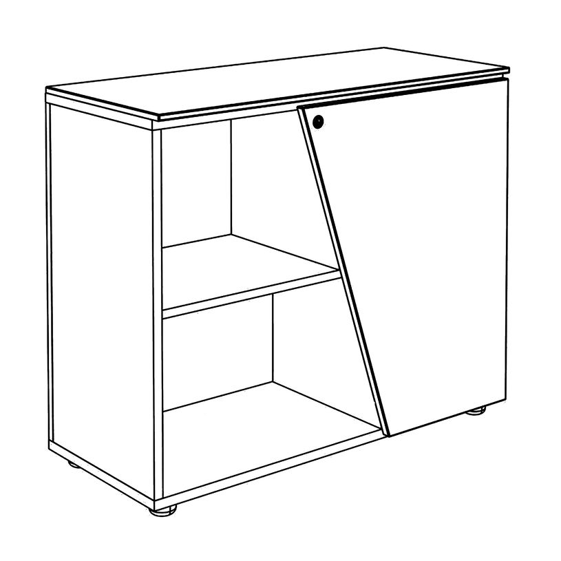 3253310544376-Armoire basse KHEOPS  - porte à droite - structure carbone - finition imitation chêne cl-P_405223998_2-1