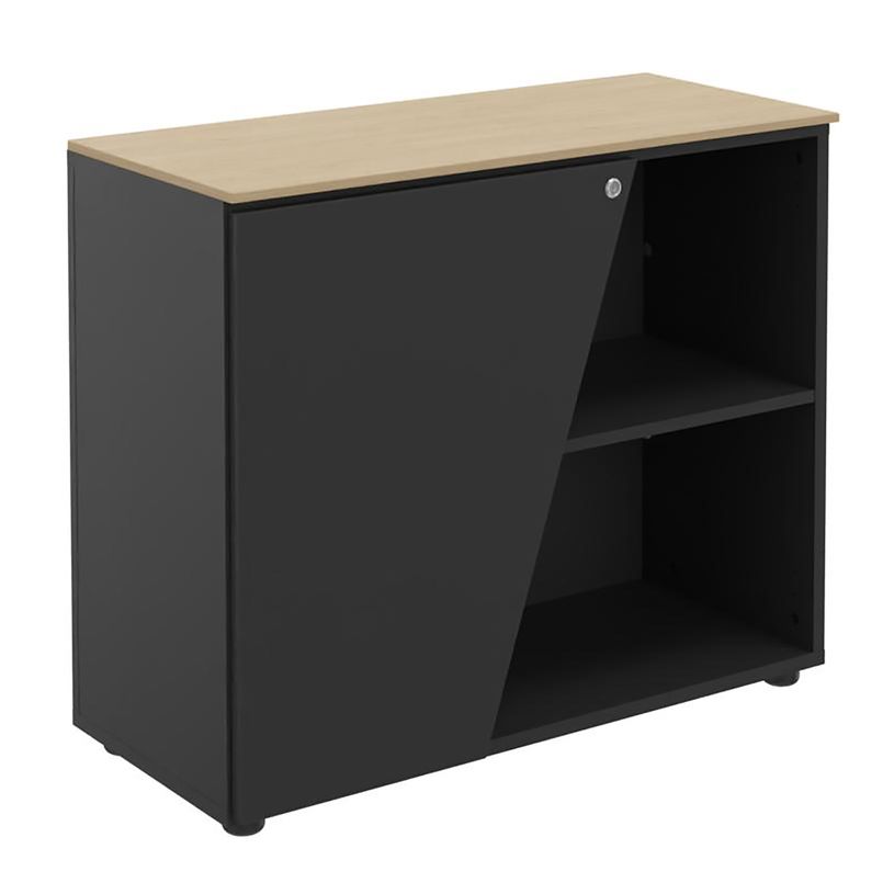 3253310544413-Armoire basse KHEOPS  - porte à gauche - structure carbone - finition imitation chêne cl-P_405224002_1-0